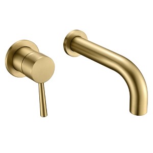 Sumerain Wall Mount Tub Filler  Brushed Gold Bathtub Faucet with Rough-in Valve, Left-Handed Handle - 1 of 4