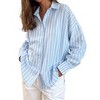 Womens Striped Button Down Shirt Casual Long Sleeve Blouse Top - 2 of 4