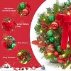 Christmas Wreath for Front Door, 22 Inch Christmas Wreath, Lighted Xmas Wreath with Red Green Ball Ornaments Velvet Bow and 30 LED Lights - 4 of 4