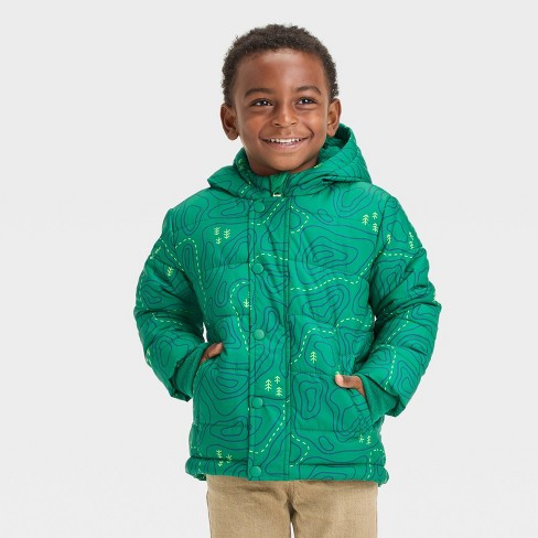 Toddler Boys Heavy Weight Puffer Jacket Cat Jack Green 4T