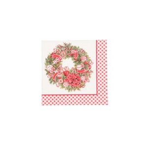 Transpac 6.5 in Multicolor Christmas Wreath Napkin Set of 20 Disposable Paper Napkins for Holiday Winter Celebrations - 1 of 2