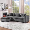 L-Shaped Sectional Sofa Chenille Upholstered Sofa Couch with Wooden Storage Compartment, Black/Brown/Gray/Green-ModernLuxe - 2 of 4