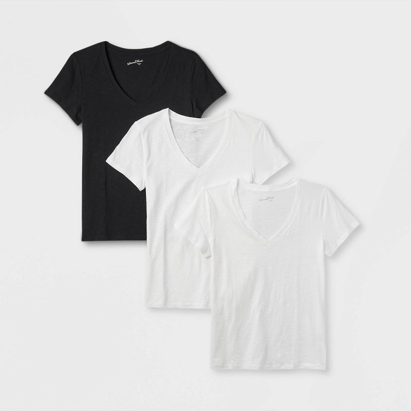 Women's 3pk Fitted V-Neck Short Sleeve T-Shirt - Universal Thread™, 1 of 5