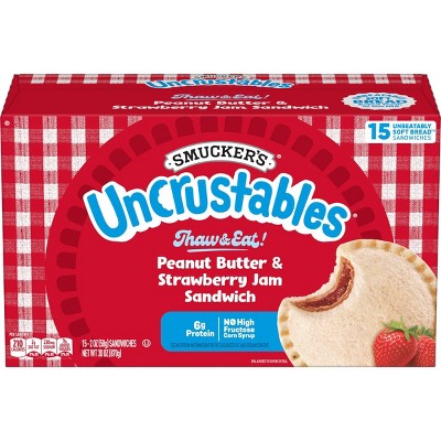 Smucker's Uncrustables Frozen Peanut Butter & Strawberry Jam Sandwich ...