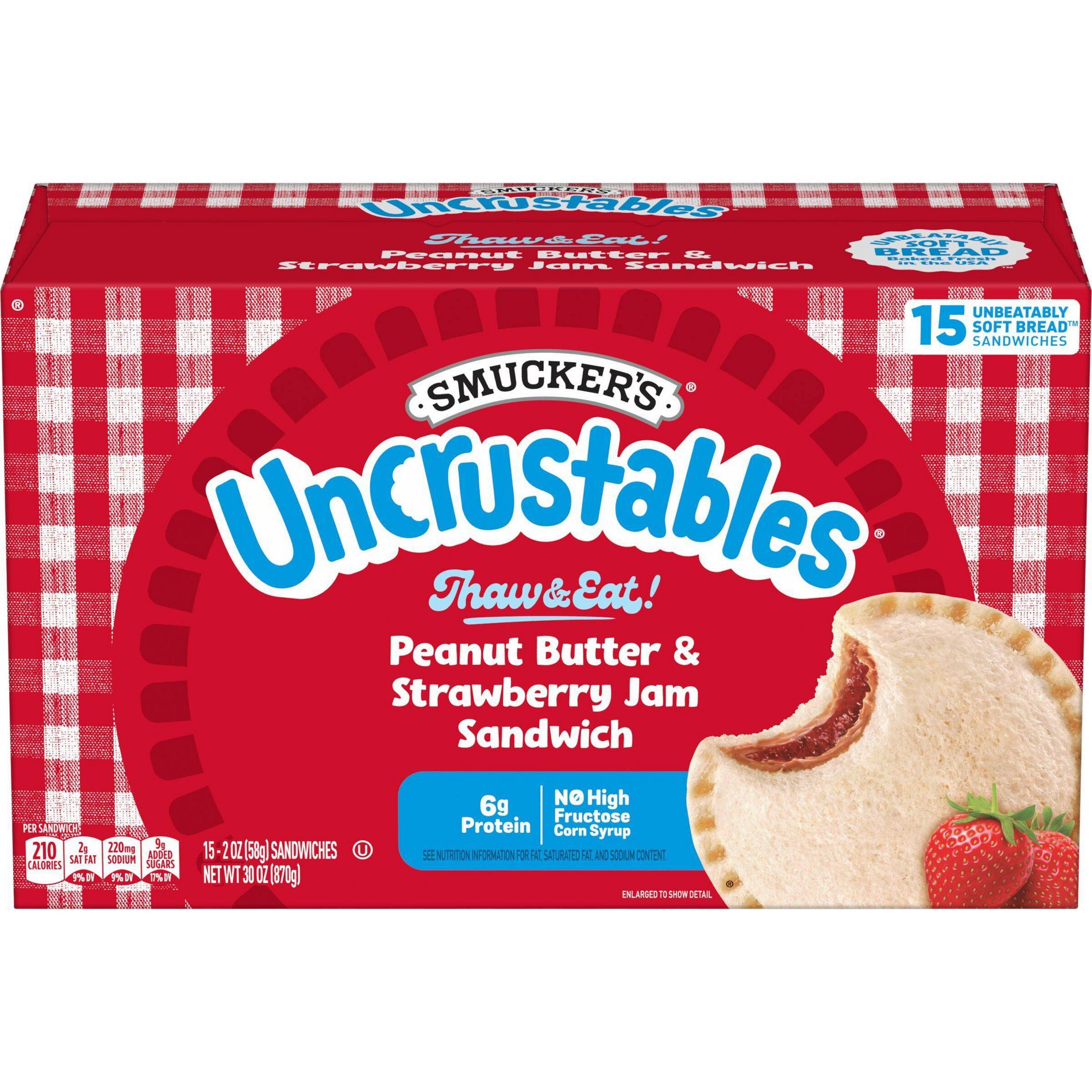 Smucker's Uncrustables Frozen Peanut Butter & Strawberry Jam Sandwich
