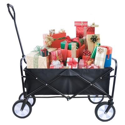 CAVINAS Heavy Duty Folding All-Terrain Wagon, Shopping Cart with Wheels, Utility Cart for Camping Shopping