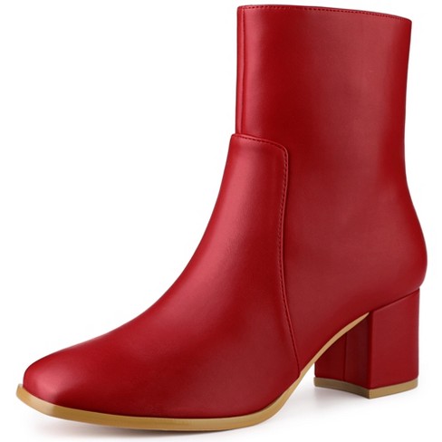 Block heel zip outlet side ankle boots