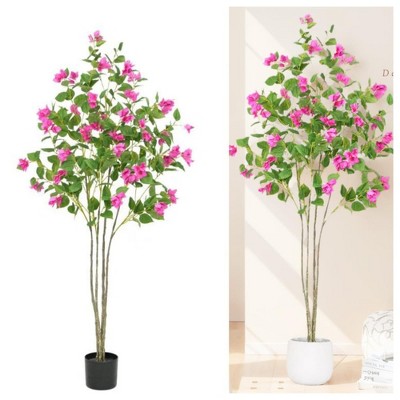 Artificial Bougainvillea, Pink Flowers in Pot, Decorative Artificial Plant in Pot, Flowering Bougainvillea Tree for Wedding, Home, Office Decoration