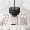 Dewdrop Large Boho Chandelier, 1-Tier Black Rope Pendant Light Fixture for Dining Room Living Room Bedroom Entryway - 4 of 4