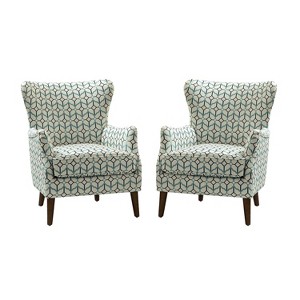 Set of 2 Nikolaus Comfy Living Room Armchair with Floral Fabric Pattern and Wingback| ART OF LIVING DESIGNS - 1 of 4