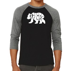 LA Pop Art Explore - Men's Raglan Baseball Word Art T-Shirt - 1 of 4