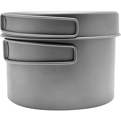 TOAKS Titanium Outdoor Camping Cook Pot with Pan and Foldable Handles -  1300ml