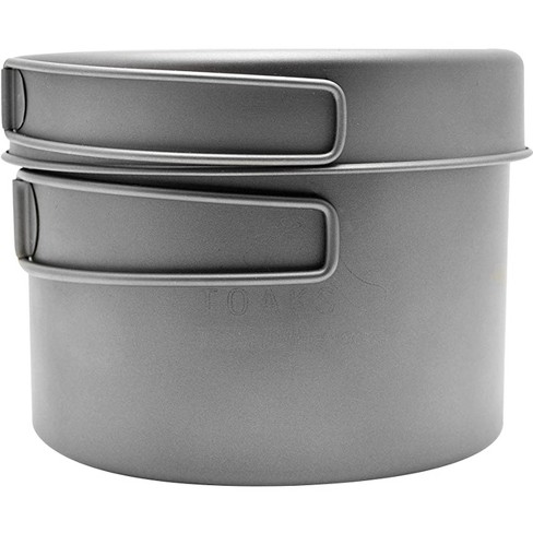 TOAKS Titanium Outdoor Camping Cook Pot with Pan and Foldable Handles 