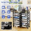 Simple Trending Rolling File Storage Cart, 15-Tier Metal Desk File Organizer with 14 Mesh Sliding Trays, Multi-Functional Clutter Cart, Black - 2 of 4