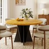 WOWLIVE Round Wood Dining Table for 4-6 People, 47.2" Farmhouse Kitchen Table with Cross Pedestal Base, Living Room Dining Room Tables - 3 of 4