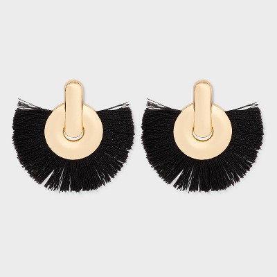 SUGARFIX by BaubleBar Threaded Statement Earrings - Black: Zinc Post Jewelry, 1.9" Length