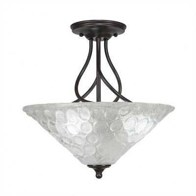 Toltec Lighting Capri 3 - Light Flush Mount in  Dark Granite with 16" Italian Bubble Shade
