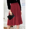 Women's High Waist Pleated A-Line Midi Skirt - Swing Flare Design A-burgundy - 2 of 4