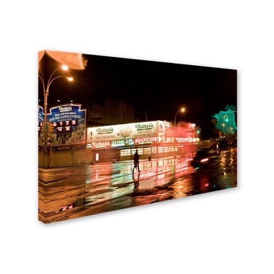 Trademark Fine Art -Yale Gurney 'Nathan's Women Crossing Street Neon' Canvas Art