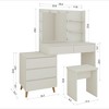 FONTOI 55.1"W Makeup Vanity Desk Table with Mirror Storage Drawers and Matching Stool for Bedroom Dressing Room, White, 55.1"*15.7"*53.1" - 3 of 4