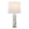 LumiSource (Set of 2) Marabella 26" Contemporary Marble Table Lamps White Marble and Brass Metal with White Linen Shade - 3 of 4