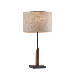 Ethan Table Lamp Black/Walnut - Adesso: Modern Desk Lighting, ETL Listed, Polyester/Cotton Shade - 1 of 4