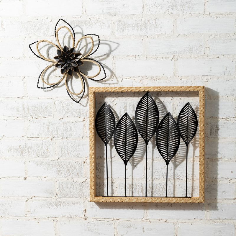 Sullivans Sculpted Wire Wall Flower Art Set of 2, 14.75"H & 11"H Black, 3 of 5