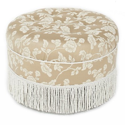 NicBex Modern 24" Round Ottoman Upholstered Footstools with Button Tufted Top for Bedroom and Living Room