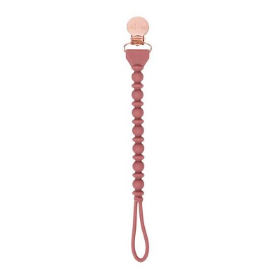 Itzy Ritzy Sweetie Beaded Strap Pacifier Clip - Rosewood