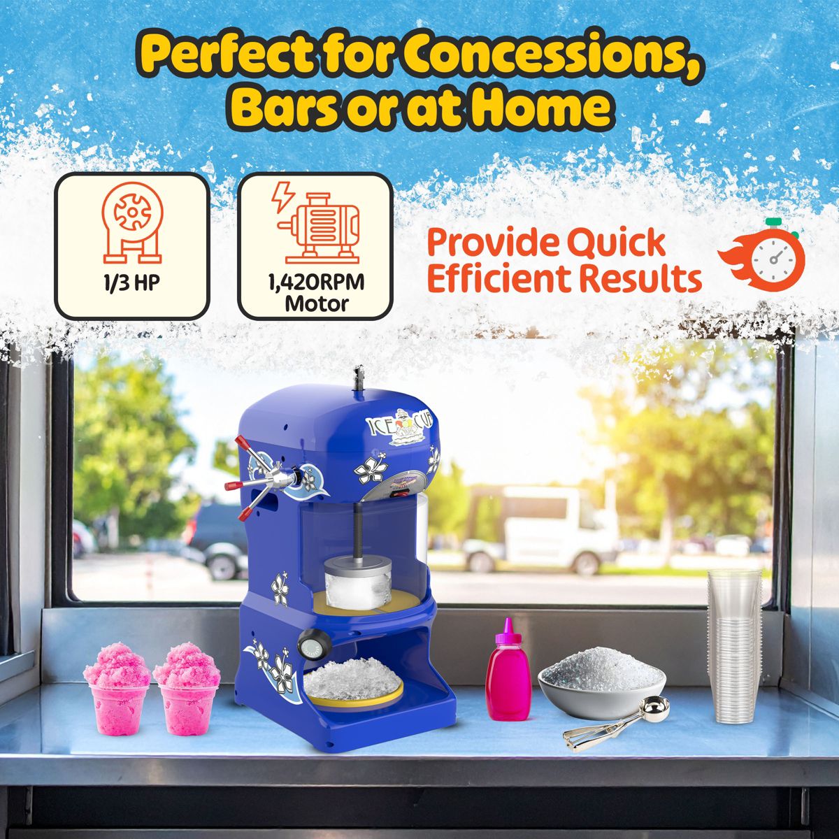 Great Northern Popcorn Shaved Ice Machine - Blue - thumbnail 4