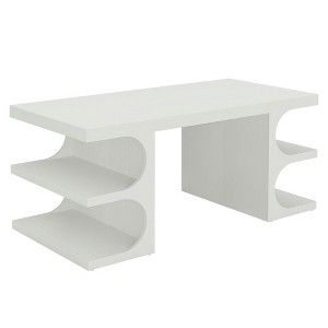 Resenkos Computer Desk, Office Desk, Study Desk,62" Executive Desk, Modern Office Computer Desk with Storage Shelves,White - 1 of 4