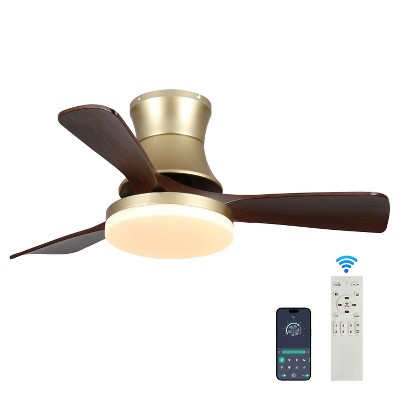 Wanze of Ocean 42 in. 3-Blade Indoor Flush Mount Ceiling Fan with APP Remote Control and Light, 3-Color Dimmable, Reversible DC Motor