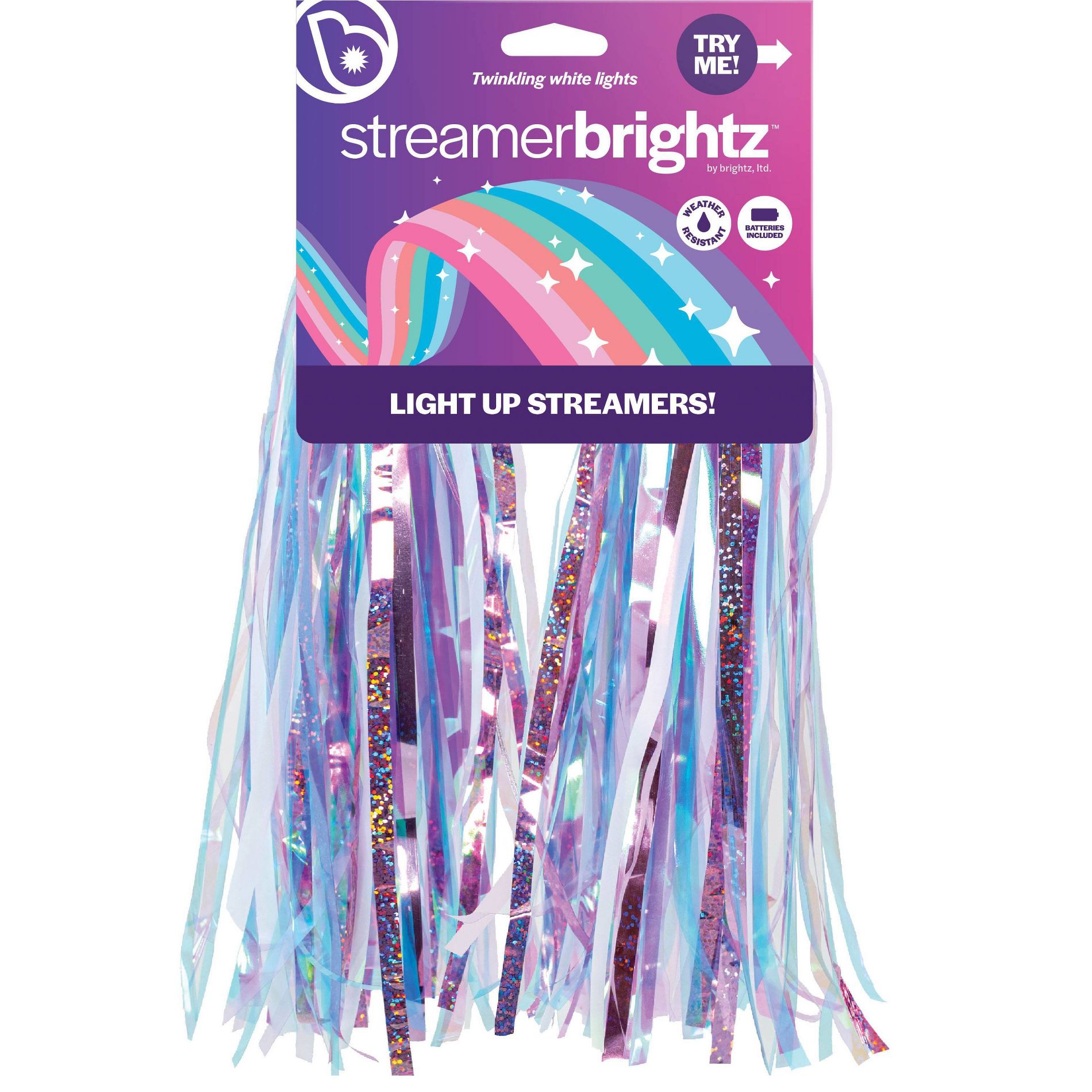 Brightz Streamer LED Bicycle Tassels - Pastel: Silicone & ABS Material, 24-Hour Battery
