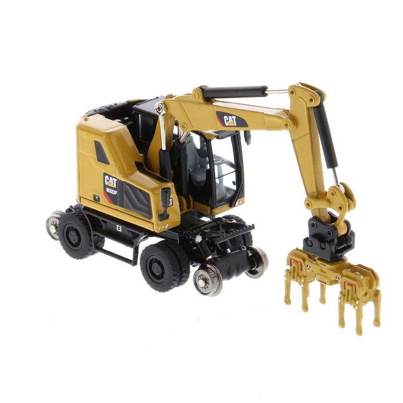 CAT Caterpillar M323F Railroad Wheeled Excavator with 3 Accessories (CAT Yellow Version) "High Line" 1/87 (HO) Scale Diecast Model by Diecast Masters, 3 of 6