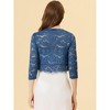 INSPIRE CHIC Women's Elegant 3/4 Sleeve Sheer Floral Lace Open Front Crop Shrug - 4 of 4