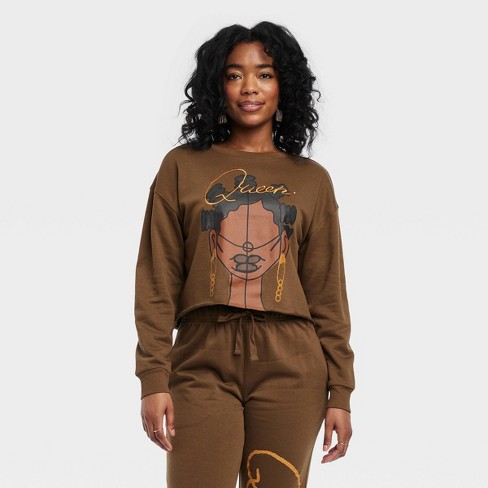 Women's Thank Black Women Graphic Sweatshirt - Brown XS