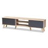 Clapton Wood TV Stand for TVs up to 75" Gray/Brown - Baxton Studio