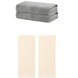 REGALWOVEN Cotton Absorbent Soft Bath Hand Cloths Towels 2 Piece Sets - 1 of 4