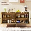 Skyzoo Sideboard Cabinet, Rattan Sideboard and Buffets with Storage for Kitchen Living Dining Room,Oak - 2 of 4