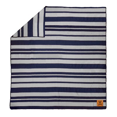 NCAA Virginia Cavaliers Acrylic Stripe Throw Blanket with Faux Leather Logo Patch