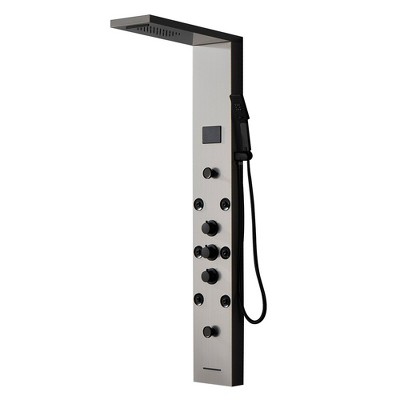 BWE 8-Spray Rain Shower Panel System with Rain Shower Head, Shower Wand and LED Light