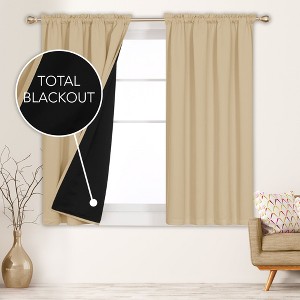 Deconovo ModernLuxury BlackOut RodCurtains For LivingRoom or BedRoom，Easy Clean,2Panels - 1 of 4