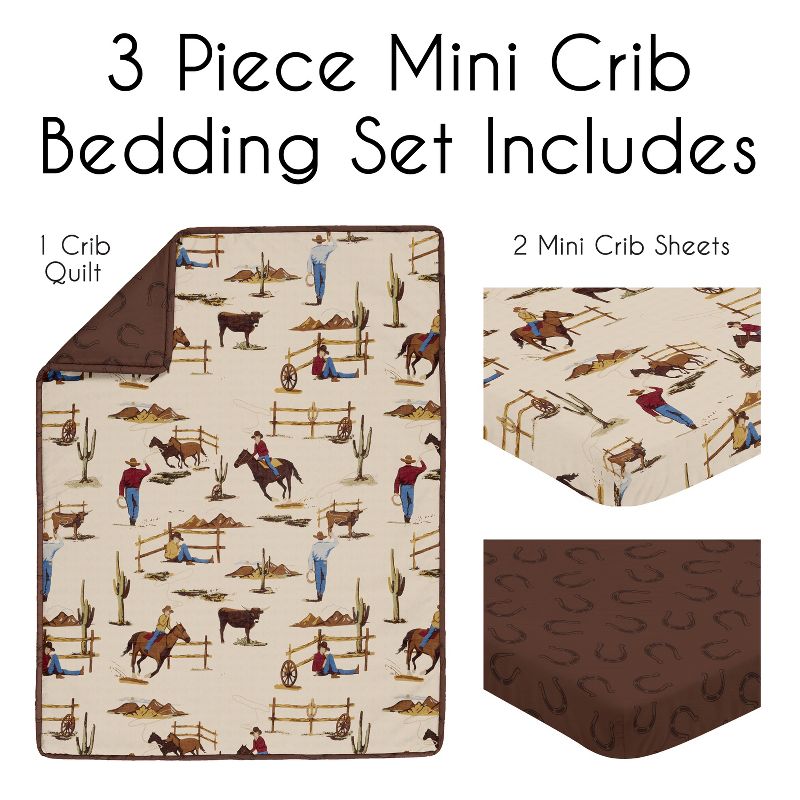 Sweet Jojo Designs Boy Baby Mini Crib Bedding Set - Wild West Cowboy Multicolor 3pc, 2 of 6