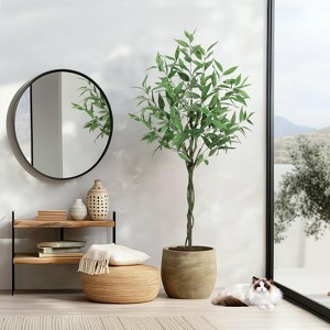 Artificial Tree Plant Eucalyptus Tree 5 FT Tall, Modern Large Fake Plant Decor in Pot for Indoor Outdoor,Home Office Ideal Housewares Gift Decoration - 1 of 4