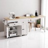74.5" Kitchen Island Cart with Extendable Dining Table, 2 Drawers, 4-Door Storage Cabinet, Spice Rack, Locking Wheels, Kitchen and Dining Cabinets - 3 of 4
