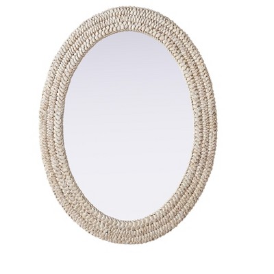 Elegant Lighting Oval Cornhusk Mirror 27x36 in Linen White