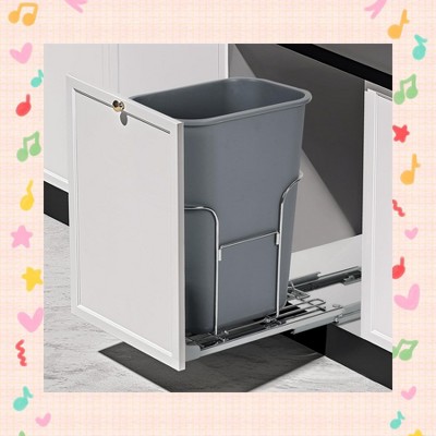 Garvee 1×30 QT Garbage Waste Recycling Bin - Pull-Out Trash Can with Full Extension Slides, Space-Saving Design