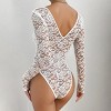 Women Shapewear Lace V-Neck Sheer Long Sleeve Bodysuit with Snap Closure - 4 of 4