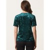 INSPIRE CHIC Women's Regular Fit Velvet Solid Round Neck Short Sleeve T-Shirt - 3 of 4