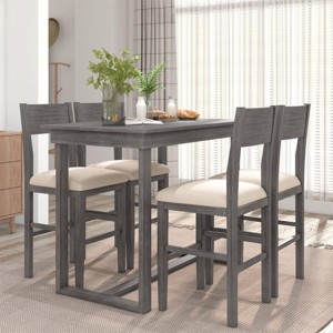 5-Piece Dining Table Set with Wood 48" Rectangular Dining Table and 4 Dining Chairs-Tanpinhause - 1 of 4